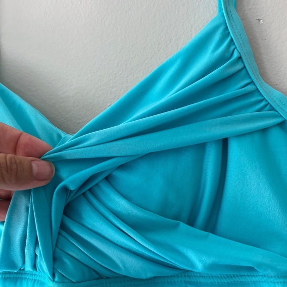Athena Sz 12 One Piece Turquoise Tummy Control Swimsuit Shoulder Strap Luxury - Picture 4 of 12